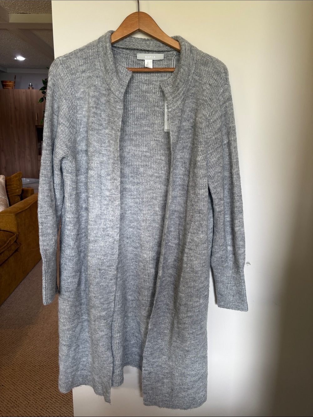 NWT Bianca Grey Wool Alpaca Blend Long Cardigan Size 14